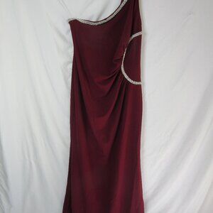 Alisa Pan AP Formal Dress One Shoulder Mermaid Prom Burgundy Size 3XL 14 NWT